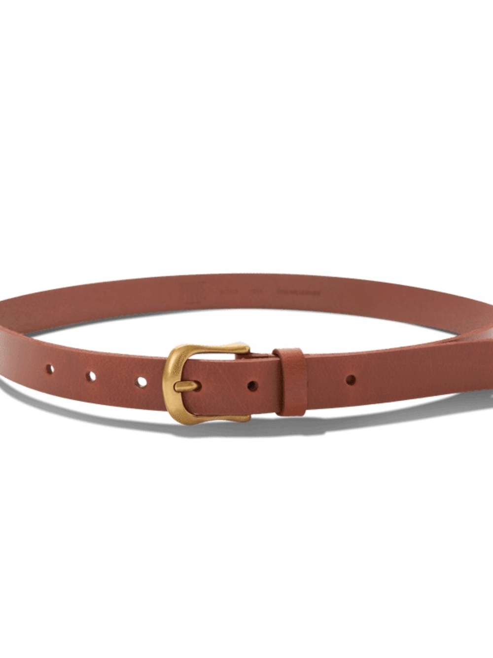 Frye 25mm Brown Leather Belt with Gold Buckle - S/M
